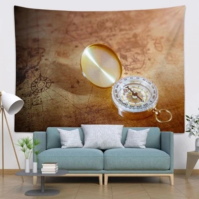 1pc Compass Print Tapestry, Creative Chemical Fiber Multi-Size Wall Blanket For Home Wall Decor, Flag For Room, Room Decor, Tapestry, Wall Art, Room Stuffs, Flags For Room, Home Decor, Tapestry Wall Tapestry