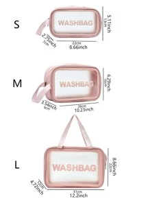 1pc Travel Toiletry Bag, Simple Letter Graphic Waterproof Large Capacity Makeup Organizer For Travel,Boho Vibes,For Holiday Beach, Bathroom Collection, Bedroom Collection, Large Capacity