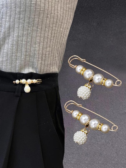2入組人造珍珠裝飾別針