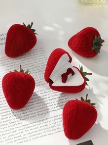 1 hộp lưu trữ nhẫn thiết kế dâu tây - Đỏ - Xem 1