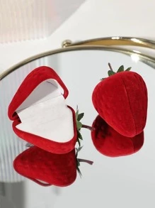 1 hộp lưu trữ nhẫn thiết kế dâu tây - Đỏ - Xem 2