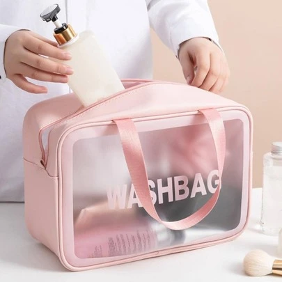 1pc Travel Toiletry Bag, Simple Letter Graphic Waterproof Large Capacity Makeup Organizer For Travel,Boho Vibes,For Holiday Beach, Bathroom Collection, Bedroom Collection, Large Capacity ,Makeup Bag