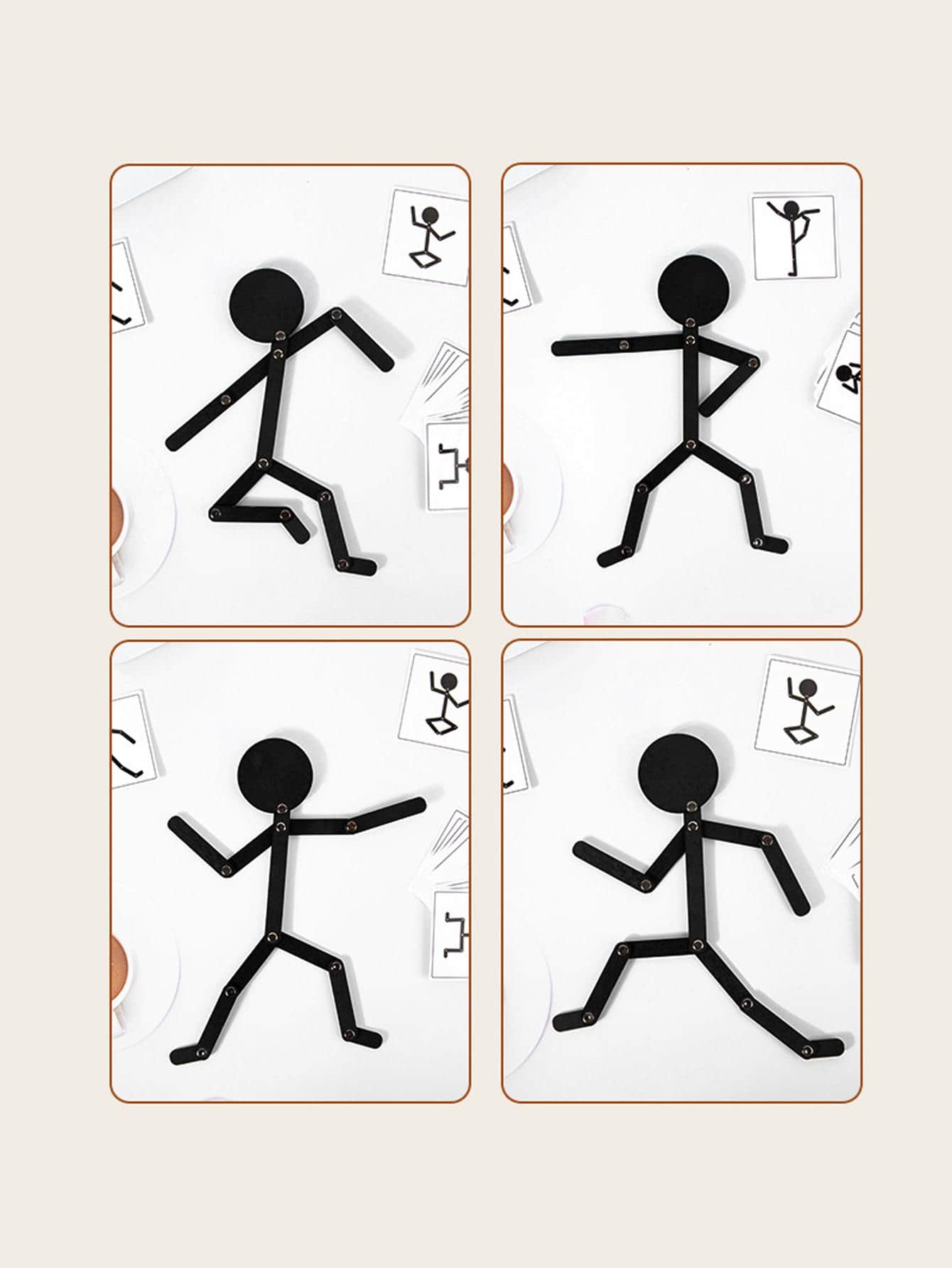 1pc Wooden Stickman Puzzle Toy - Black - View 5