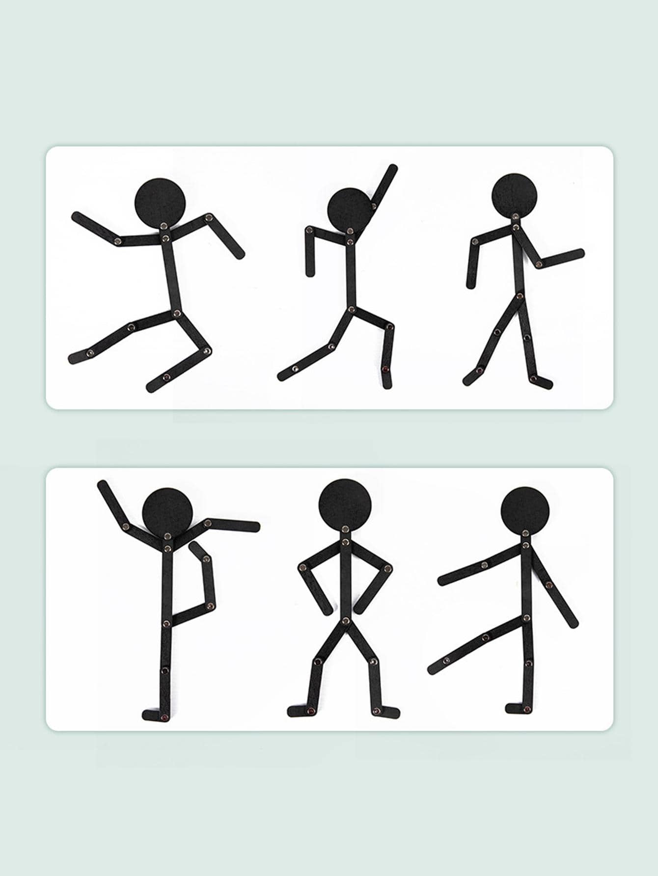 1pc Wooden Stickman Puzzle Toy - Black - View 2