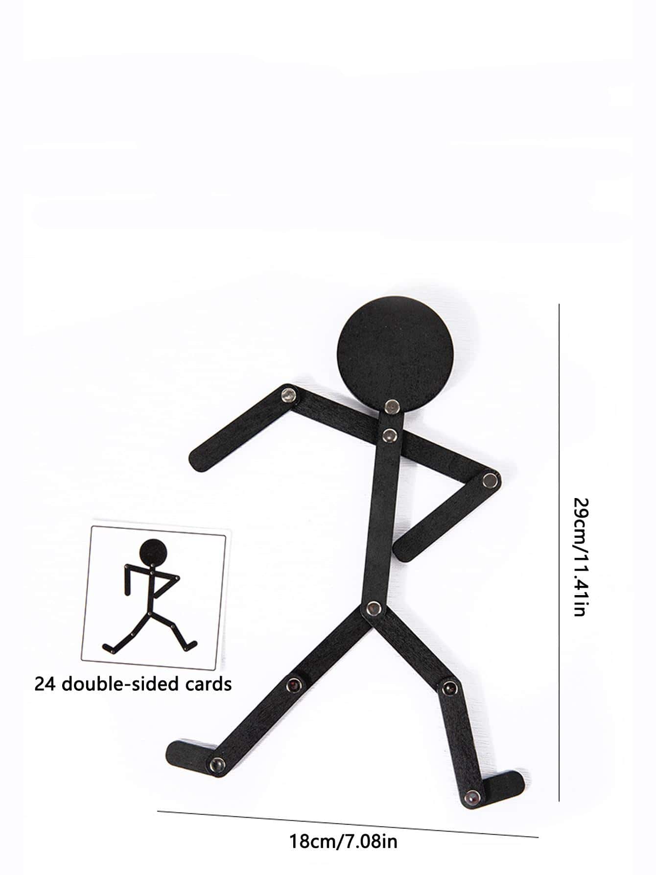 1pc Wooden Stickman Puzzle Toy - Black - View 7