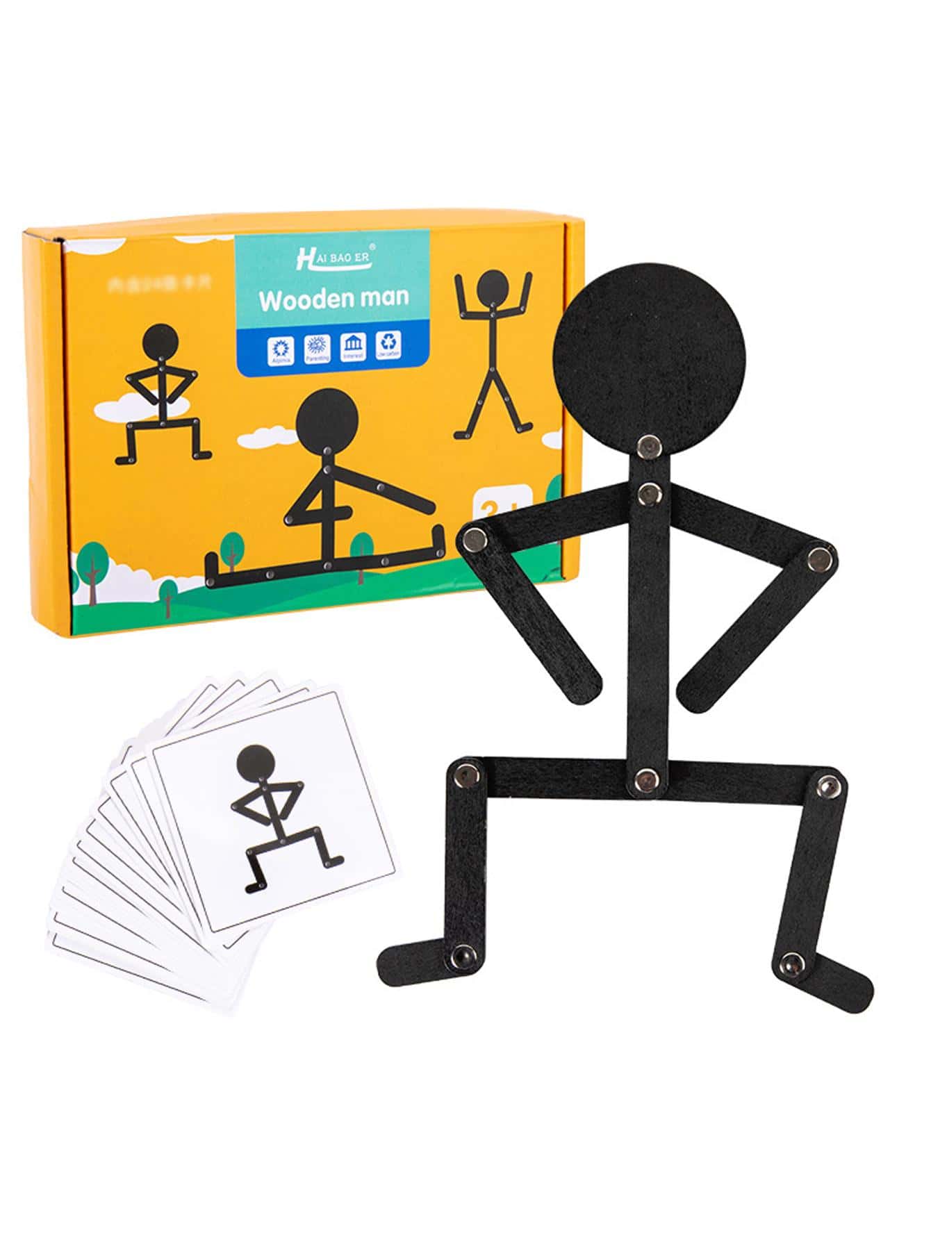 1pc Wooden Stickman Puzzle Toy - Black - View 6