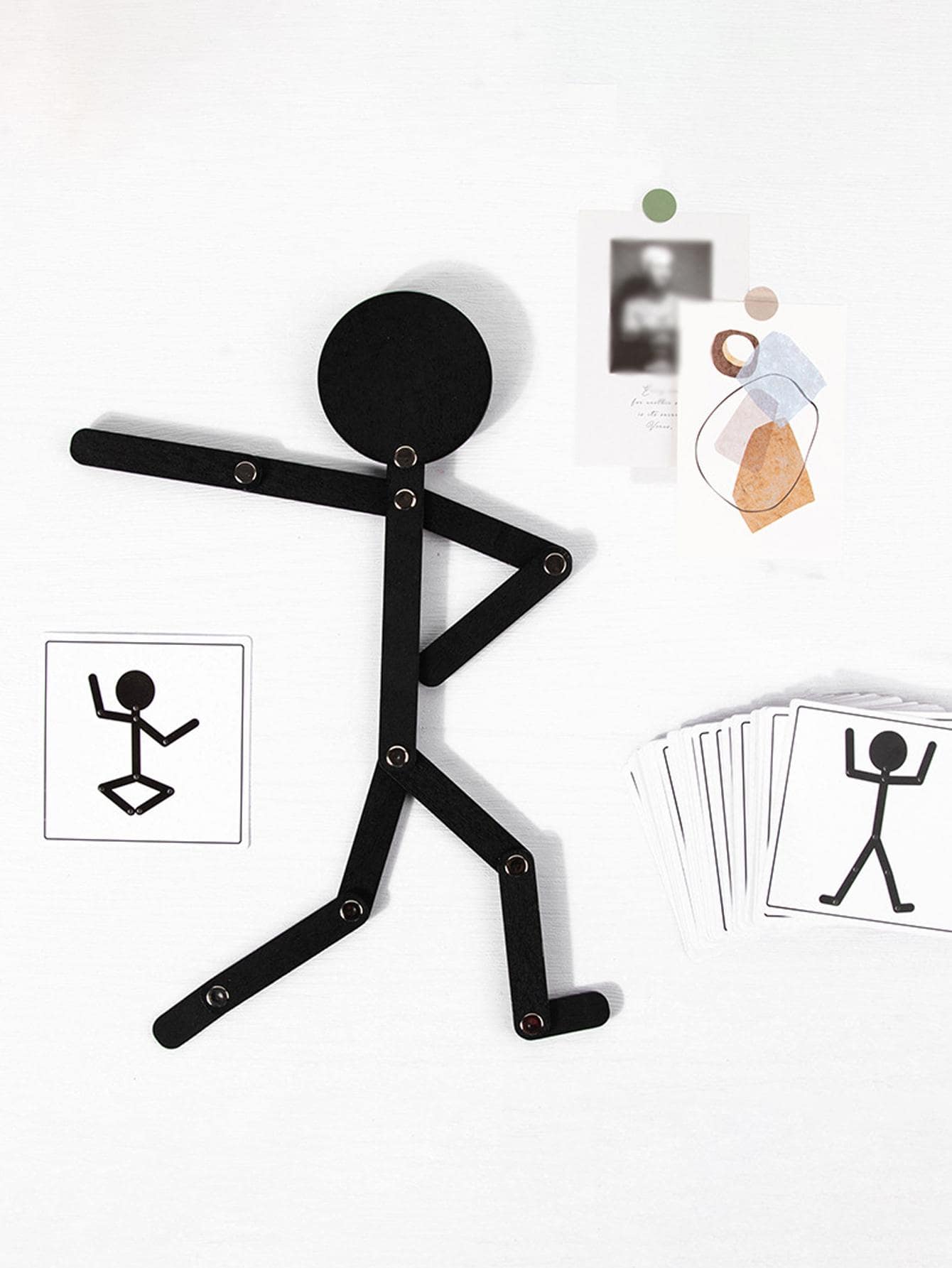 1pc Wooden Stickman Puzzle Toy - Black - View 4