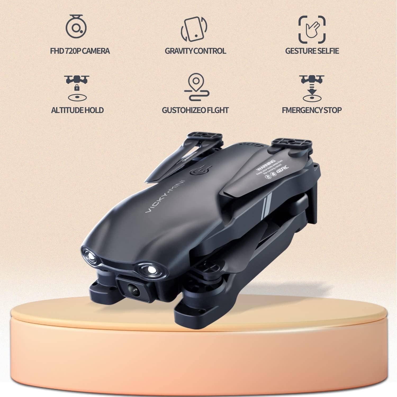 4dv13 Adult Drone, Foldable Mini Remote-controlled Quadcopter With Hd Fpv Camera And Waypoints, Features Headless Mode, Altitude Hold, Gesture Selfie And 3d Flips, Perfect Gift For Beginners - Black - View 1