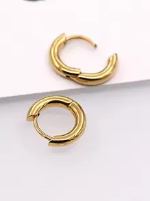 1 Set Stainless Steel Hoop Earrings, Boho Style Gold/Silver Earrings Jewelry, Simple Design Suitable For Men And Women Daily Wear