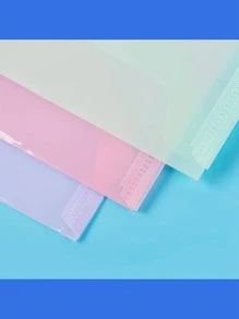 透明加厚塑膠A4文件袋帶大容量和扣飾 - 粉色 - 查看 4