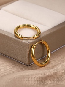 1 Set Stainless Steel Hoop Earrings, Boho Style Gold/Silver Earrings Jewelry, Simple Design Suitable For Men And Women Daily Wear