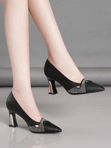 Phụ nữ Trang trí Rhinestone Giày cao gót mũi nhọn Kim tự tháp, Giày ngoài trời thanh lịch - màu đen - Xem 2