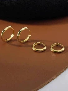 1 Set Stainless Steel Hoop Earrings, Boho Style Gold/Silver Earrings Jewelry, Simple Design Suitable For Men And Women Daily Wear