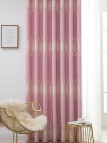 樹葉提花1片遮光窗簾 - 粉色 - 查看 3