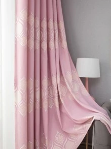 樹葉提花1片遮光窗簾 - 粉色 - 查看 5