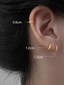 1 Set Stainless Steel Hoop Earrings, Boho Style Gold/Silver Earrings Jewelry, Simple Design Suitable For Men And Women Daily Wear