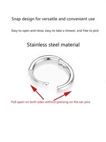 1 Set Stainless Steel Hoop Earrings, Boho Style Gold/Silver Earrings Jewelry, Simple Design Suitable For Men And Women Daily Wear