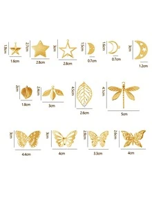 20入組/套星星DIY吊墜 - 金黃色 - 查看 3