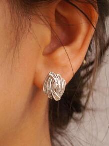 Cubic Zirconia  Decor Stud Earrings - Silver - View 6