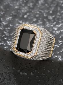 1枚镶嵌立方氧化锆的迷人戒指，适合作为情人节礼物、结婚礼物、订婚礼物、周年纪念礼物、女士派对首饰。 - 黑色 - 查看 5