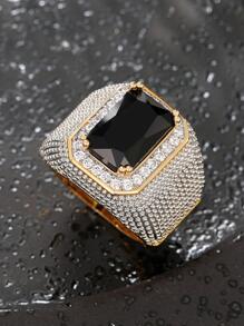 1枚镶嵌立方氧化锆的迷人戒指，适合作为情人节礼物、结婚礼物、订婚礼物、周年纪念礼物、女士派对首饰。 - 黑色 - 查看 4