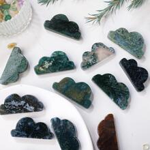 1pc Stone Decoration Craft, Creative Cloud Shaped Decorative Object For Home Decor - Green - View 7