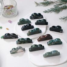 1pc Stone Decoration Craft, Creative Cloud Shaped Decorative Object For Home Decor - Green - View 2