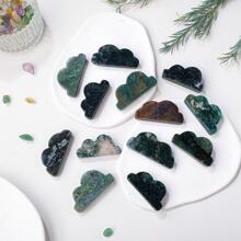 1pc Stone Decoration Craft, Creative Cloud Shaped Decorative Object For Home Decor - Green - View 1