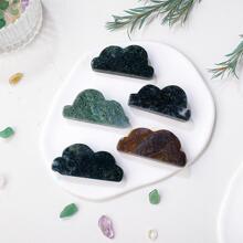 1pc Stone Decoration Craft, Creative Cloud Shaped Decorative Object For Home Decor - Green - View 3