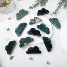 1pc Stone Decoration Craft, Creative Cloud Shaped Decorative Object For Home Decor - Green - View 4