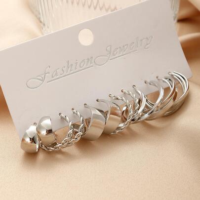 6對/套極簡圓耳環