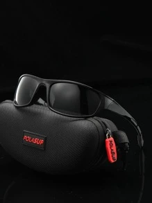 POLASUP 1pc Men's Sports Cycling Glasses For Summer, Suitable For All Seasons, Half Frame With Contrast Double-Color Fluorescent Color, With Silicone Non-Slip Foot Pad, Comfortable And Soft Nose Pad, Polycarbonate Explosion-Proof With Reflective Plating Pc Mirror Anti-Lost Rope And Eyeglass Cloth) Beach Accessories Glasses Shades Easy Comfort Casual Outfits Outdoor Cycling Glasses For Summer Beach Vacation, Outdoor, Travel