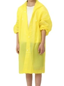 1 pieza impermeable amarillo reutilizable con capucha unicolor - Amarillo - Ver 5
