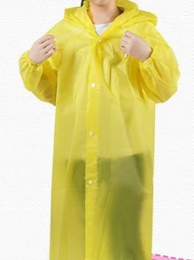 1 pieza impermeable amarillo reutilizable con capucha unicolor - Amarillo - Ver 6