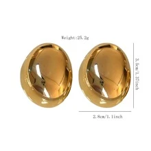 Oval Stud Earrings - Gold - View 2