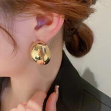 Oval Stud Earrings - Gold - View 3