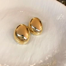 Oval Stud Earrings - Gold - View 6