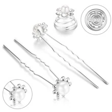 116 chiếc NỮ Pha lê Đồ trang trí Ngọc Trai giả Kẹp tóc Cho đám cưới Cô dâu Thanh lịch - Bạc - Xem 3