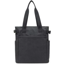 Women's Canvas Book Tote Bag with Pockets Zipper for Library School Work Small Handbag Purse, Small Size - màu đen - Xem 1