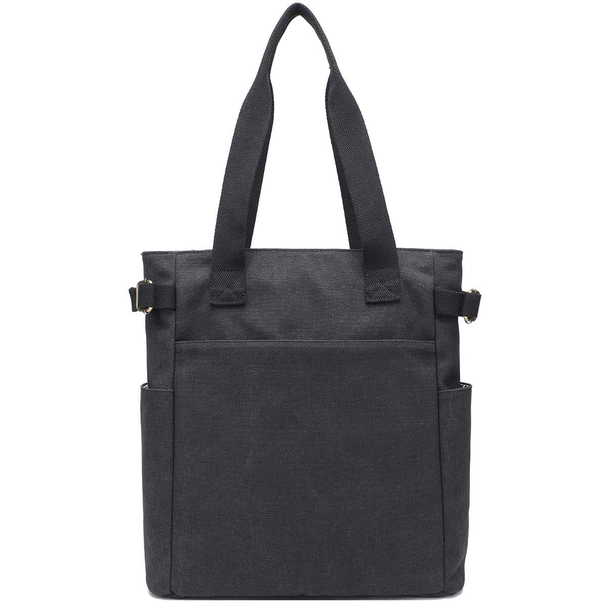 Women's Canvas Book Tote Bag with Pockets Zipper for Library School Work Small Handbag Purse, Small Size - màu đen - Xem 1