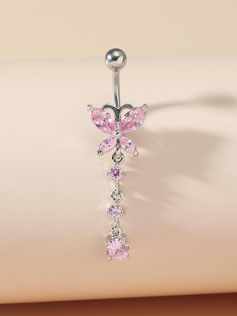 方晶鋯石蝴蝶裝飾臍環