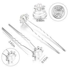 116 chiếc NỮ Pha lê Đồ trang trí Ngọc Trai giả Kẹp tóc Cho đám cưới Cô dâu Thanh lịch - Bạc - Xem 5