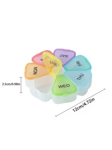一周七天藥盒便攜7格藥片、藥片、保健產品、分裝藥盒、花瓣形狀藥盒 - 彩色 - 查看 4