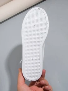 Women Floral Embroidered Lace-up Front Skate Shoes, Sporty Outdoor Sneakers