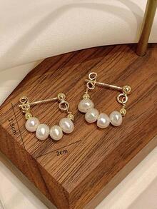 人造珍珠裝飾耳環 - 彩色 - 查看 3