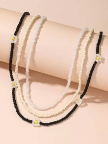 3 cái / bộ vòng cổ trang trí hoa đính cườm - Nhiều màu - Xem 7