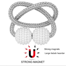 2pcs Magnetic Curtain Tiebacks, Window Tieback Holder Decorative Rope Fixer Classic Tie Design For Home Office - Grey - View 3