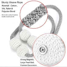 2pcs Magnetic Curtain Tiebacks, Window Tieback Holder Decorative Rope Fixer Classic Tie Design For Home Office - Grey - View 2