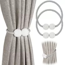 2pcs Magnetic Curtain Tiebacks, Window Tieback Holder Decorative Rope Fixer Classic Tie Design For Home Office - Grey - View 1