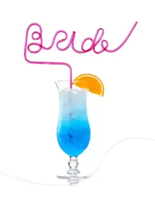 1 件可重复使用的单身派对白色新娘吸管 | 新娘送礼会派对装饰品 | 新娘礼物水钻戒指吸管，圣诞节 - 粉色 - 查看 1